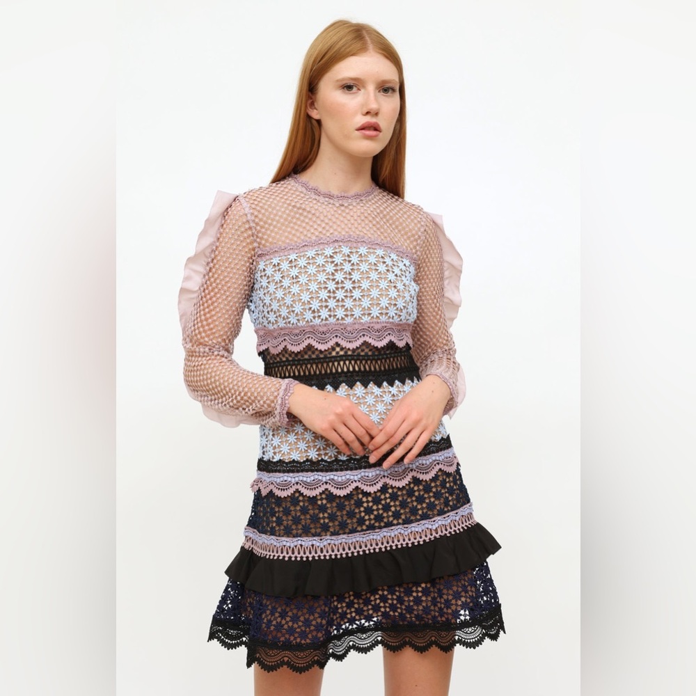 Self-Portrait Multicolor Lace Dress